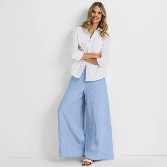 Women's Linen High Rise Palazzo Pants - Set Bottom - primary