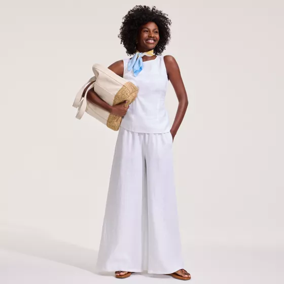 Women's Tall Linen High Rise Palazzo Pants - Set Bottom - primary