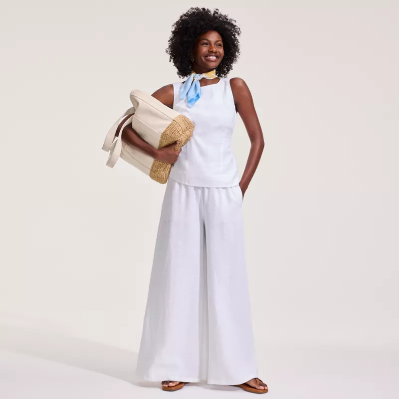 Women's Tall Linen High Rise Palazzo Pants - Set Bottom, alternative image