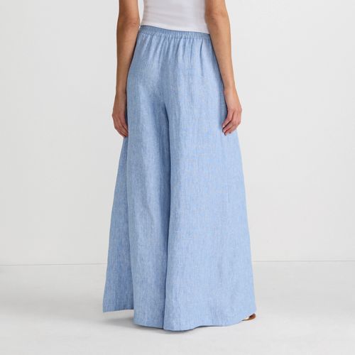 Women's Linen High Rise Palazzo Pants - Set Bottom, Back