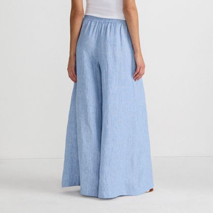 Women's Linen High Rise Palazzo Pants - Set Bottom - image 2