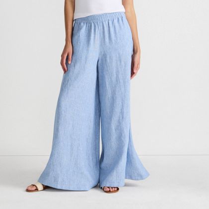 Women's Linen High Rise Palazzo Pants - Set Bottom - image 3