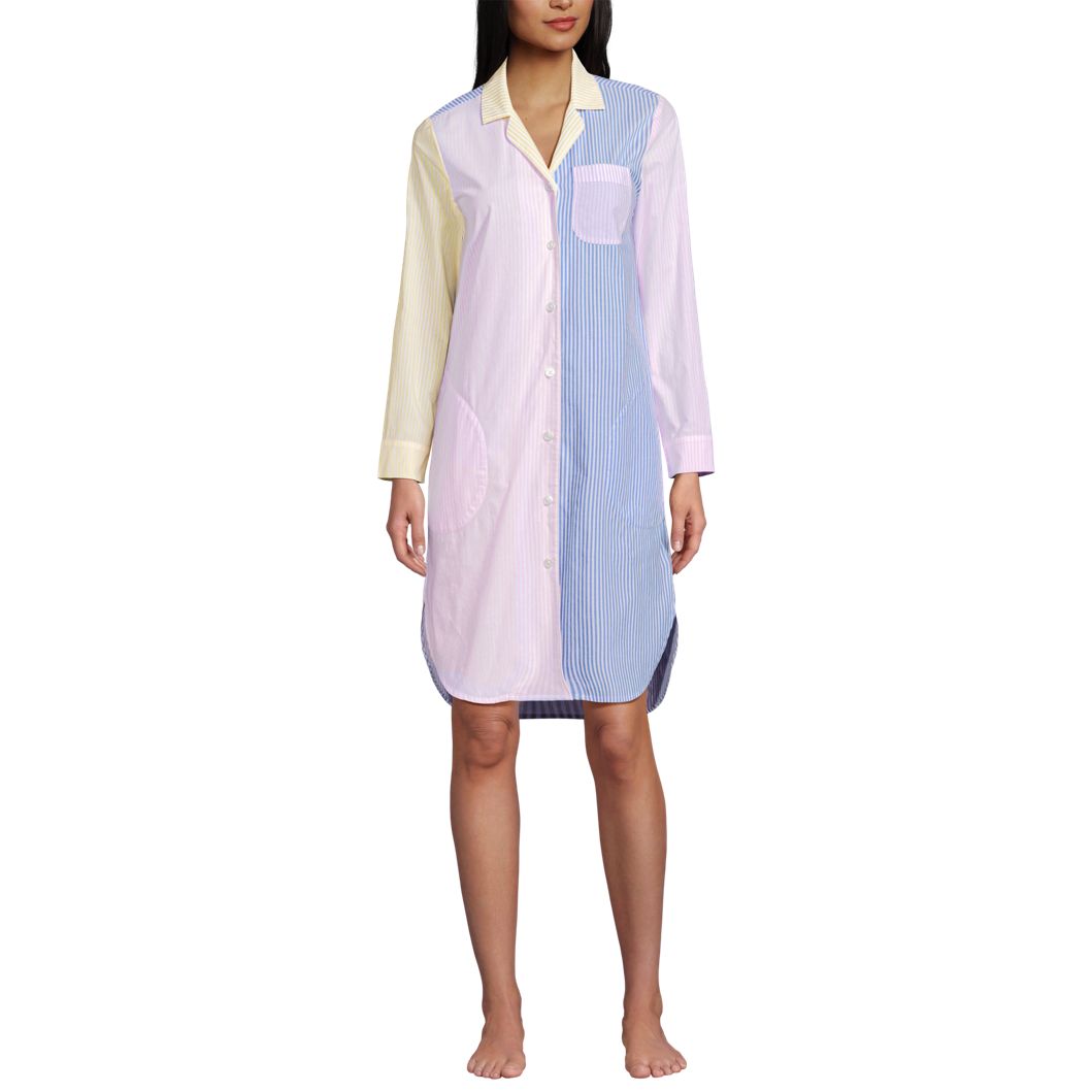 Women's Cotton Poplin Long Sleeve Sleepshirt Nightgown