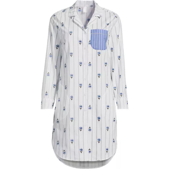 Women's Cotton Poplin Long Sleeve Sleepshirt Nightgown - primary