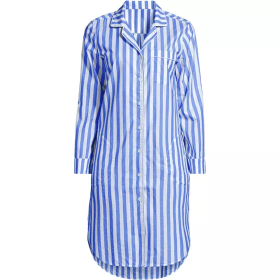 Women's Cotton Poplin Long Sleeve Sleepshirt Nightgown - primary