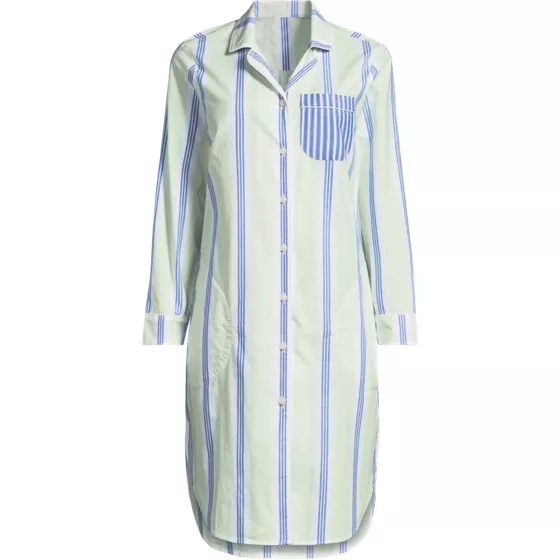 Women's Plus Size Cotton Poplin Long Sleeve Sleepshirt Nightgown - primary