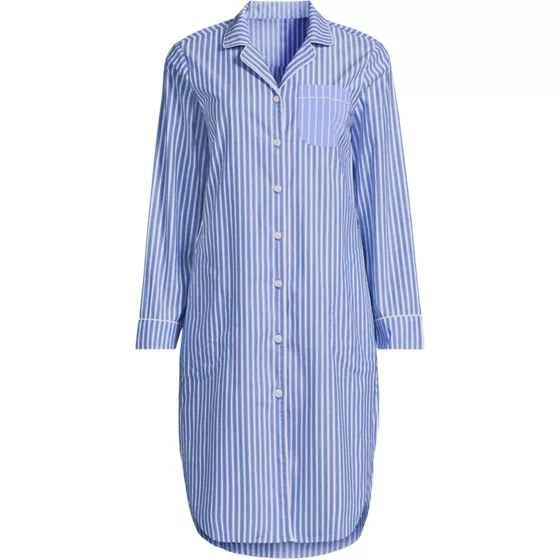 Women's Cotton Poplin Long Sleeve Sleepshirt Nightgown - primary
