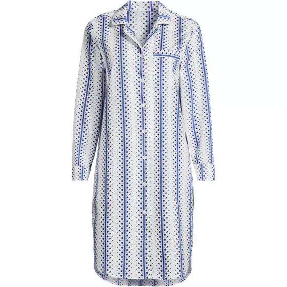 Women's Cotton Poplin Long Sleeve Sleepshirt Nightgown - primary