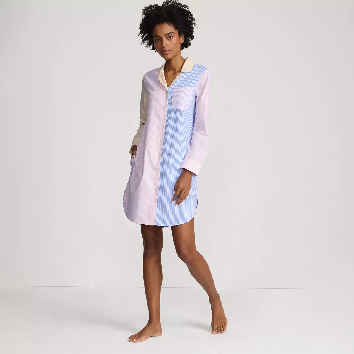 Women's Cotton Poplin Long Sleeve Sleepshirt Nightgown