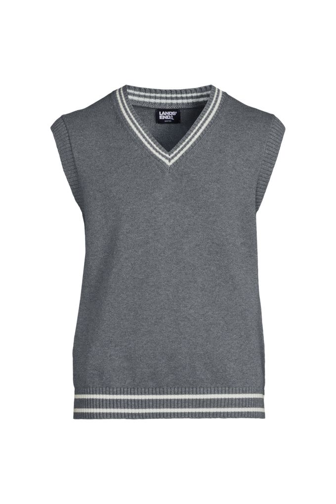 Lands' End Men's Cotton Drifter Sweater Vest In Blue