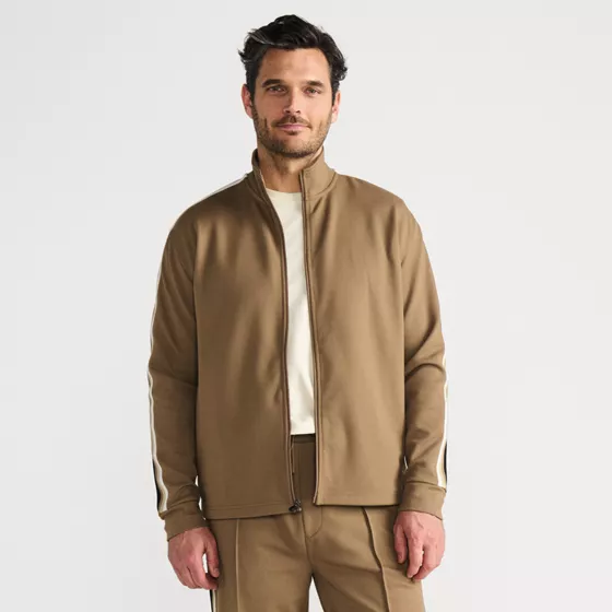 Men's Long Sleeve Knit Twill Track Full Zip - primary