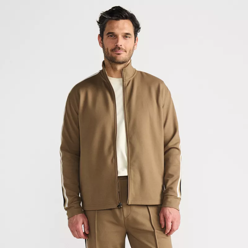 Men's Long Sleeve Knit Twill Track Full Zip, Front
