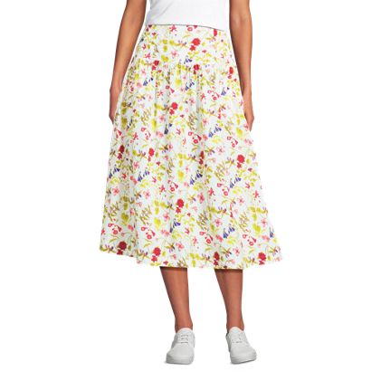 Women's Poplin Drop Waist Midi Skirt - Set Bottom - image 2