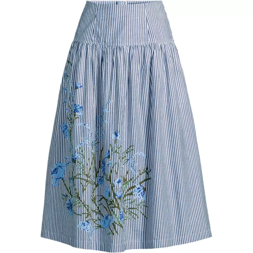 Women's Poplin Drop Waist Midi Skirt - Set Bottom, Front