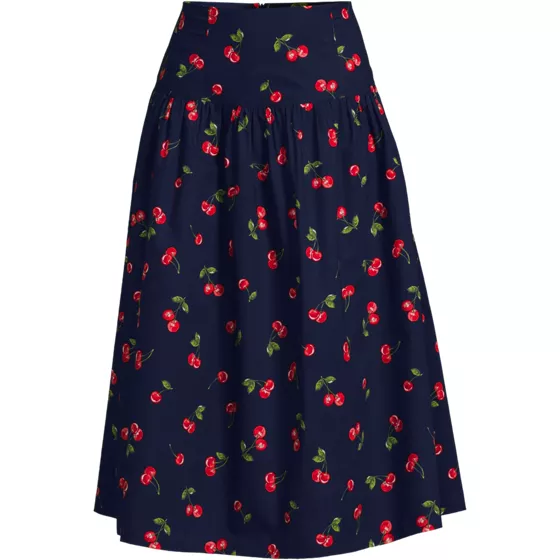Women's Poplin Drop Waist Midi Skirt - Set Bottom - primary
