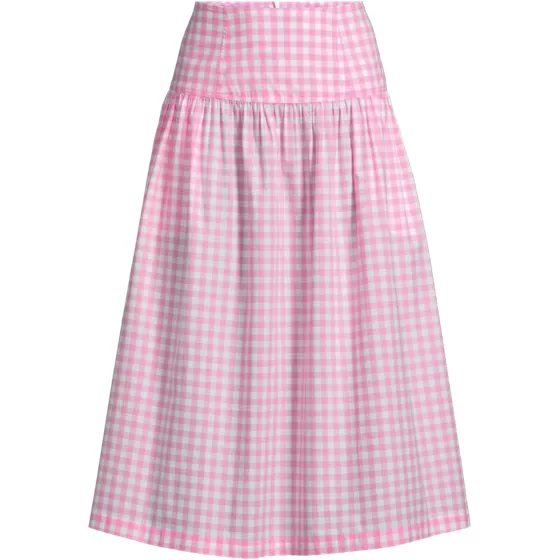 Women's Poplin Drop Waist Midi Skirt - Set Bottom - primary