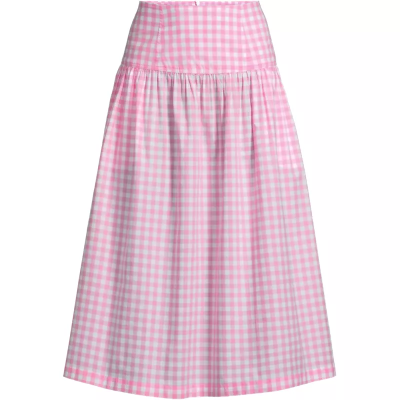 Women's Plus Size Poplin Drop Waist Midi Skirt - Set Bottom, Front