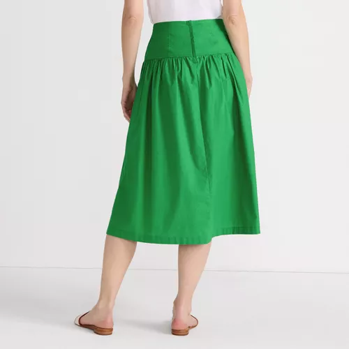 Women's Poplin Drop Waist Midi Skirt - Set Bottom, Back