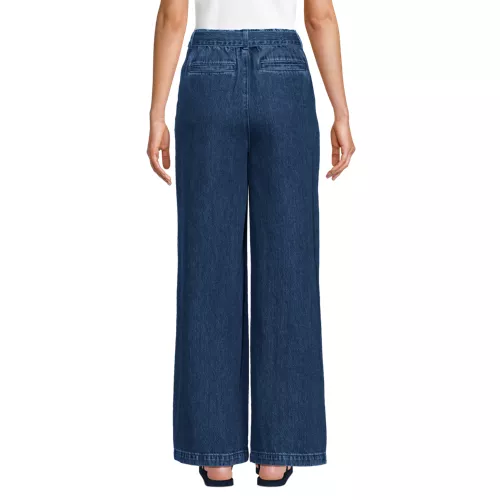 Women's High Ridge Twill Pull On Pleated Wide Leg Pants, Back