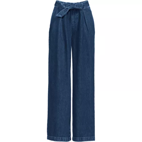 Women's High Ridge Twill Pull On Pleated Wide Leg Pants, Front