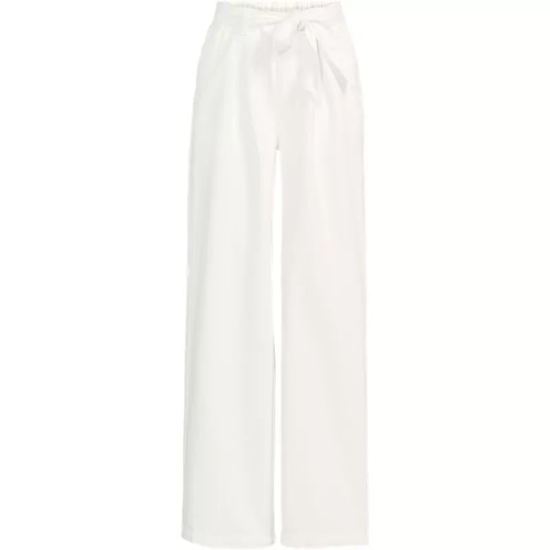 Women's Plus Size High Ridge Twill Pull On Pleated Wide Leg Pants, Front
