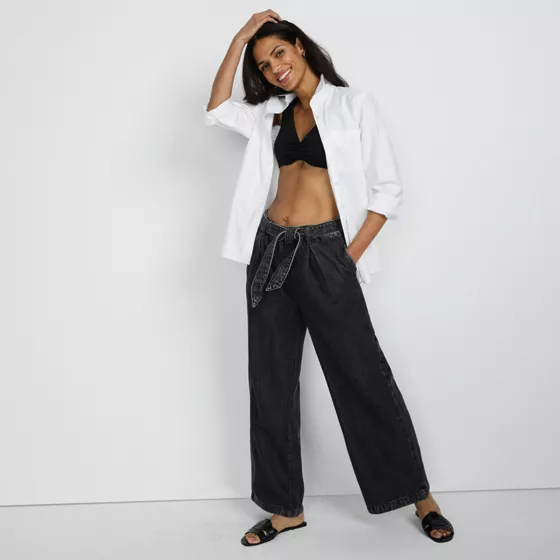 Women's High Ridge Twill Pull On Pleated Wide Leg Pants - primary