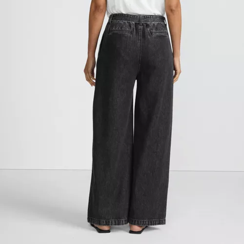 Women's High Ridge Twill Pull On Pleated Wide Leg Pants, Back