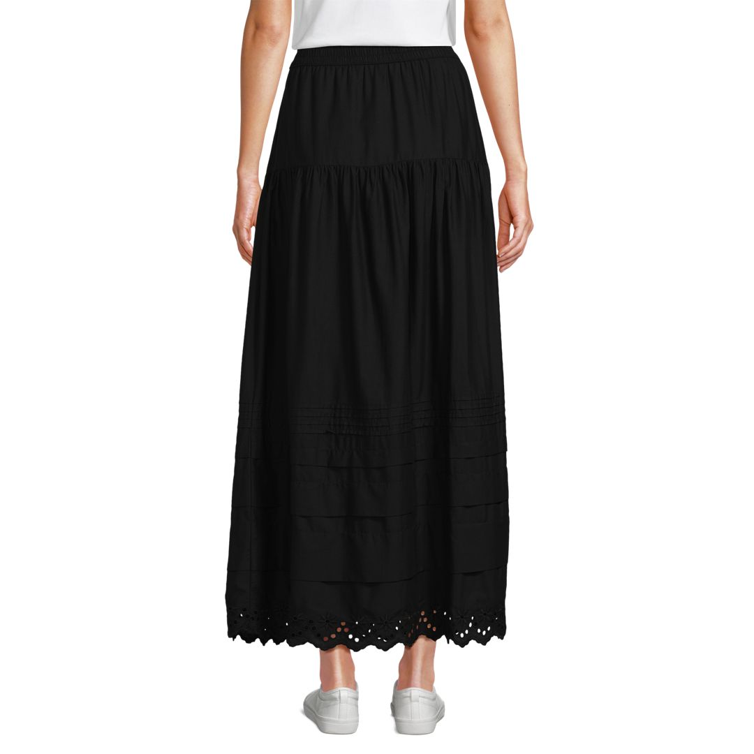 Women's Voile Tiered Eyelet Maxi Skirt