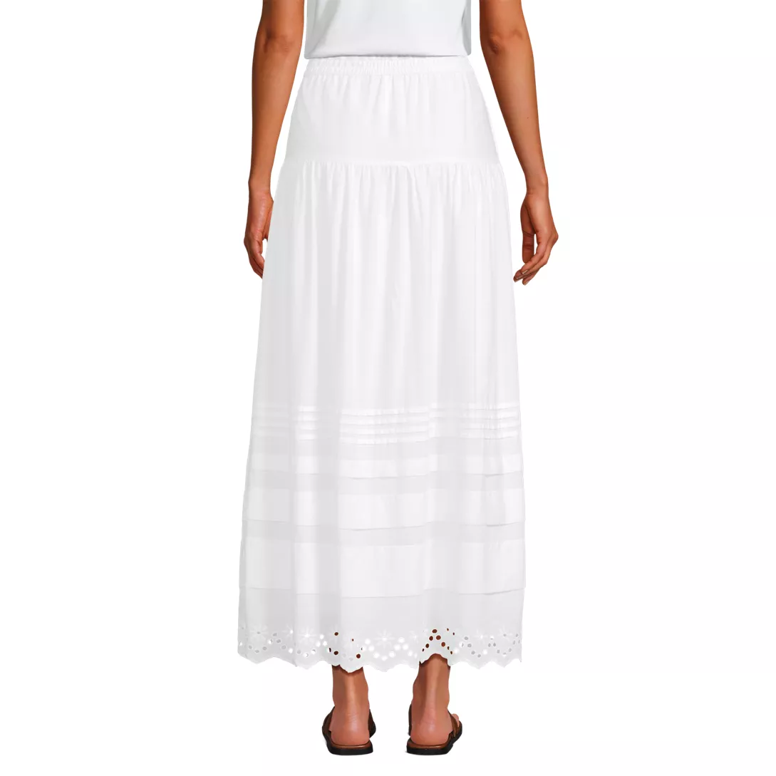 Women's Voile Tiered Eyelet Maxi Skirt