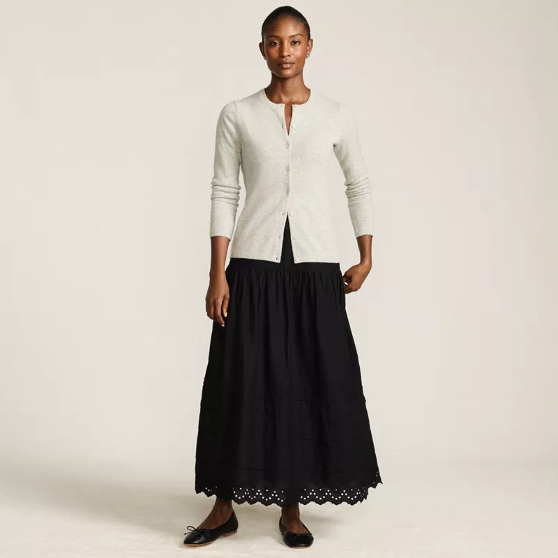 Women's Voile Tiered Eyelet Maxi Skirt, alternative image