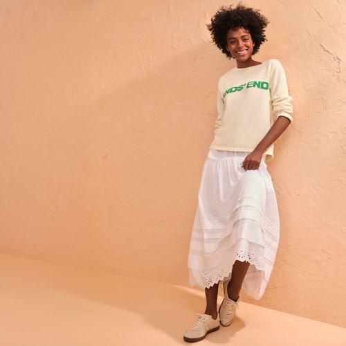 Women's Voile Tiered Eyelet Maxi Skirt