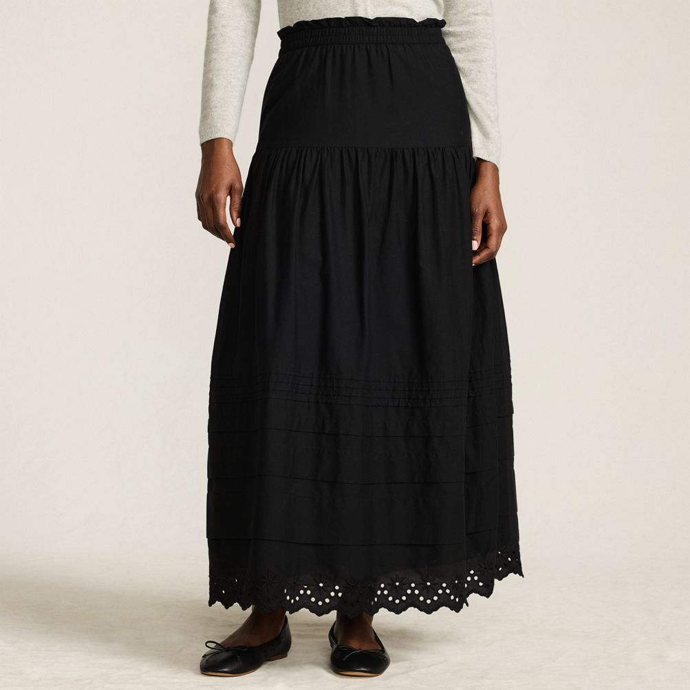 Women's Voile Tiered Eyelet Maxi Skirt | Lands' End