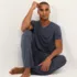Men's Short Sleeve Cooling Knit V-Neck Pajama Set, alternative image