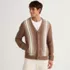 Men's Long Sleeve Vertical Stripe Cotton Blend Cardigan, Front