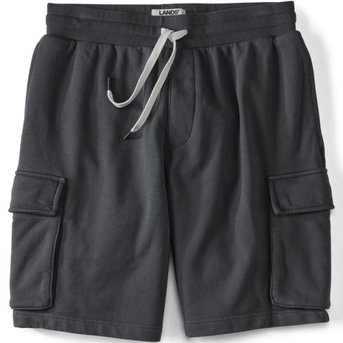 Serious Sweats Loopback Cargo Shorts, Men, size: L, regular, Grey, Cotton, by Lands' End