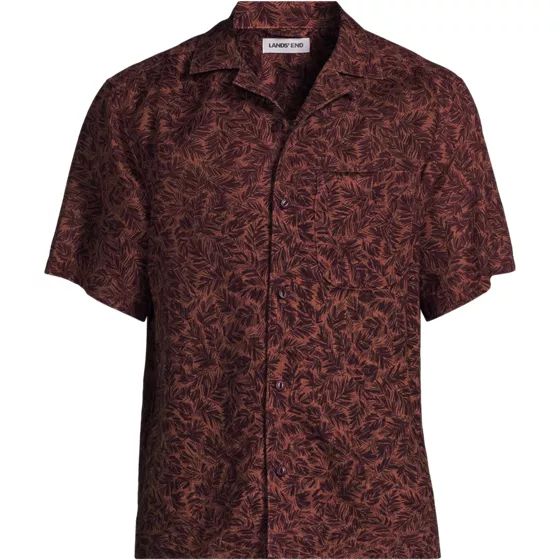 Men's Big and Tall Short Sleeve Linen Hawaiian Camp Collar Shirt - primary