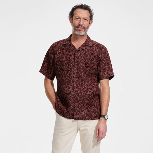 Men's Short Sleeve Linen Hawaiian Camp Collar Shirt | Lands' End
