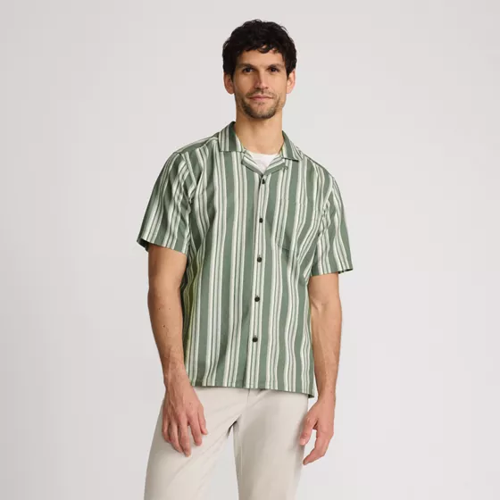 Men's Short Sleeve Linen Hawaiian Camp Collar Shirt - primary