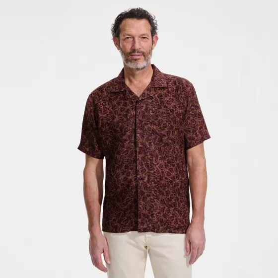 Men's Short Sleeve Linen Hawaiian Camp Collar Shirt - primary