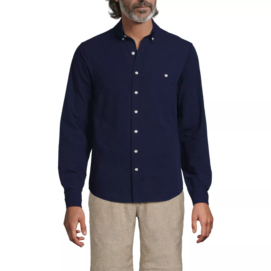 Men's Long Sleeve Seersucker Shirt
