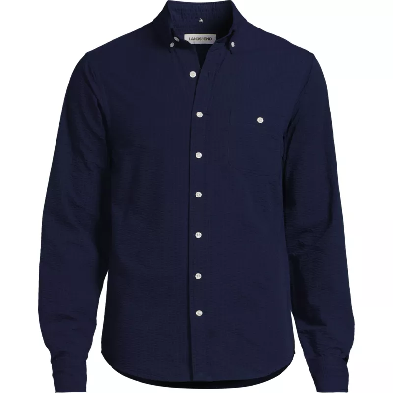 Men's Long Sleeve Seersucker Shirt, Front