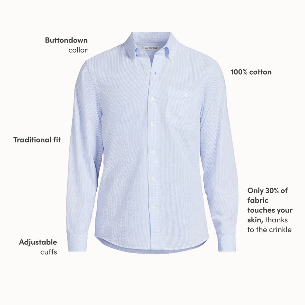 Men's Long Sleeve Seersucker Shirt | Lands' End