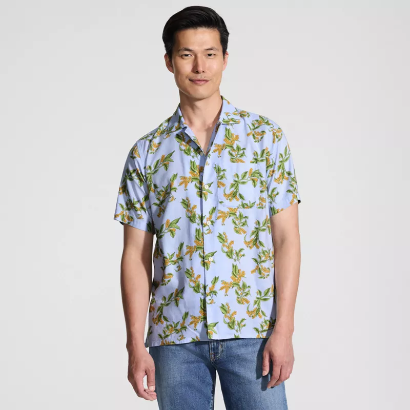 Men's Short Sleeve Hawaiian Camp Collar Shirt, Front