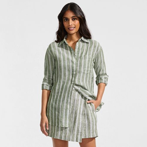 Women's Elbow Sleeve Eyelet Knee Length Shirt Dress | Lands' End