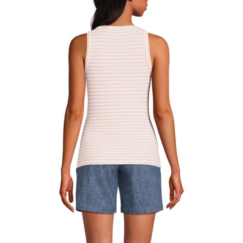 Women's Drapey Rib Fitted Henley Tank Top, Back