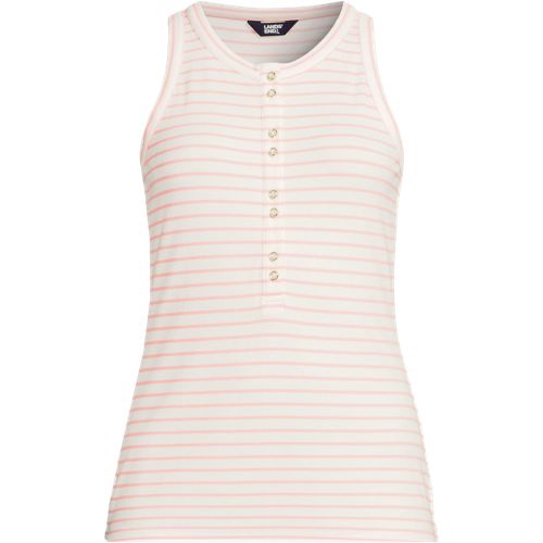 Women's Drapey Rib Fitted Henley Tank Top, Front