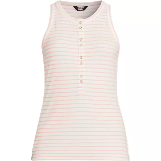 Women's Plus Size Drapey Rib Fitted Henley Tank Top - primary