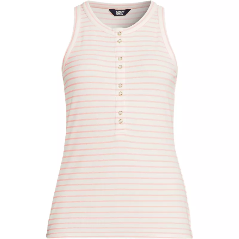 Women's Plus Size Drapey Rib Fitted Henley Tank Top, Front