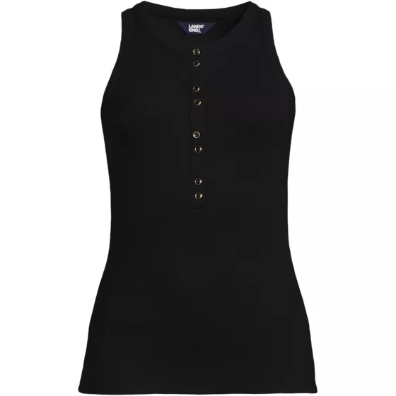 Women's Plus Size Drapey Rib Fitted Henley Tank Top - primary