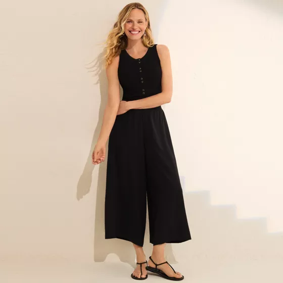 Women's Drapey Rib Fitted Henley Tank Top - primary